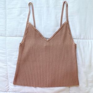 Pink ribbed tank top